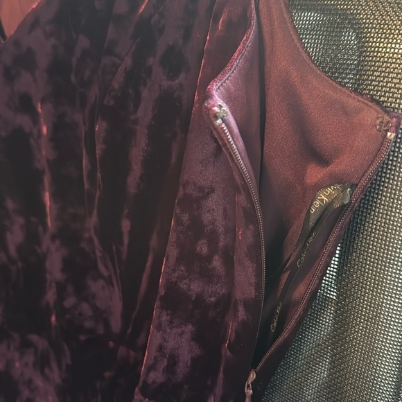 Calvin Klein Crushed Velvet Maxi Evening Gown Womens 14 Purple Festive Party - Picture 9 of 11